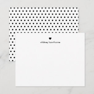 Personalized Modern Black Polka Dots & Heart Card
