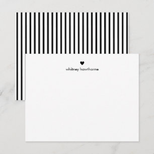 Personalized Modern Black Stripes & Heart Card