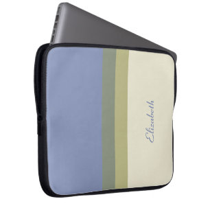 Personalized Modern Blue Green Cream Color Block Laptop Sleeve