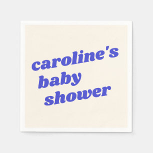 Personalized Modern Blue Retro Baby Boy Shower  Napkin