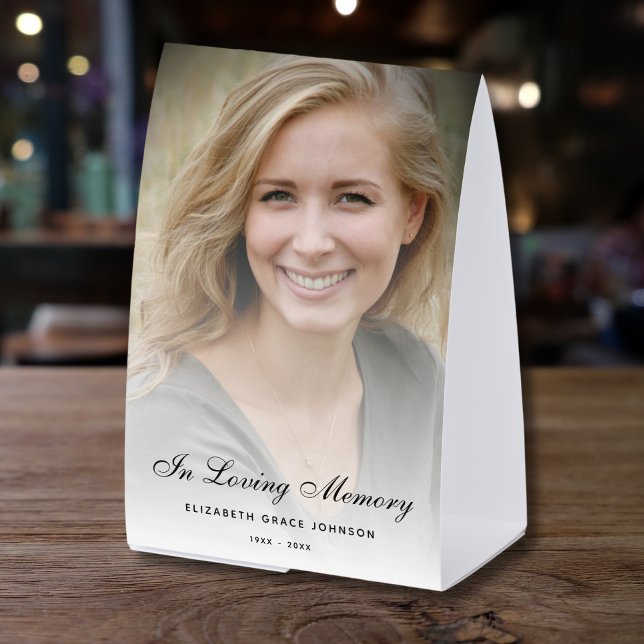 Personalized Modern Celebration of Life Funeral (Photo Memorial Table Tent)