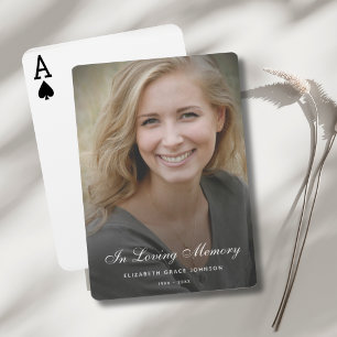 Personalized Modern Celebration of Life Funeral Playing Cards