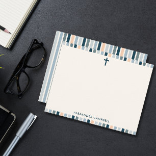 Personalized Modern Christian Striped Cross Card