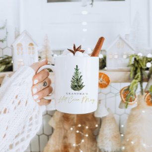 Personalized Modern Christmas Tree Hot Cocoa Mug