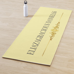 Personalized Modern Classic Cream Black with Name  Yoga Mat