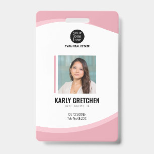 Personalized Modern Corporate Employee ID Pink Badge