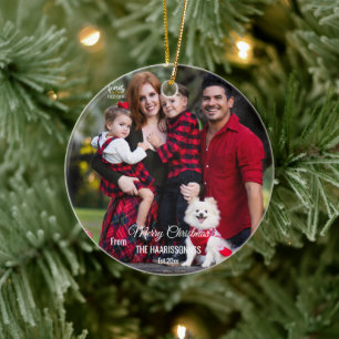 Personalized Modern Elegant Family Merry Christmas Ceramic Tree Decoration