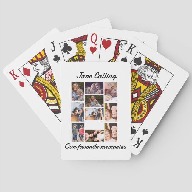 Personalized Modern Friends 10 Photo Collage  Playing Cards (Back)