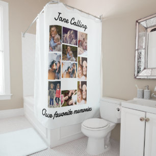 Personalized Modern Friends 10 Photo Collage   Shower Curtain