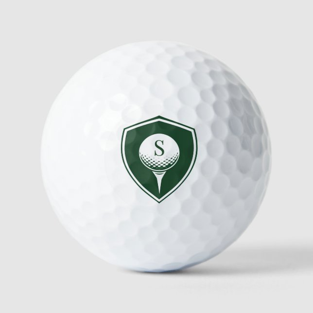 Personalized Modern Golfer Green Initial Monogram Golf Balls (Front)