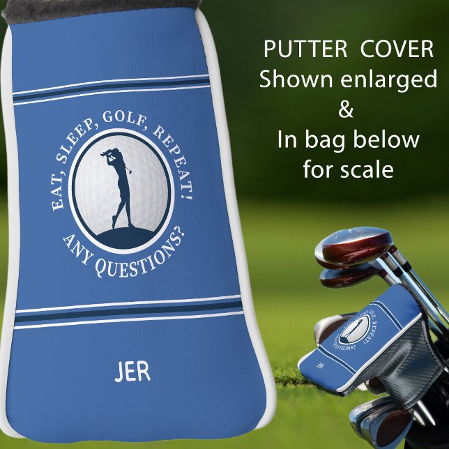 Personalized Modern Golfer Monogrammed Blue Ladies Golf Head Cover (Personalized Modern Golfer Monogrammed Blue Ladies Golf Head Cover)