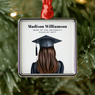 Personalized Modern Graduation Female Graduate Metal Tree Decoration