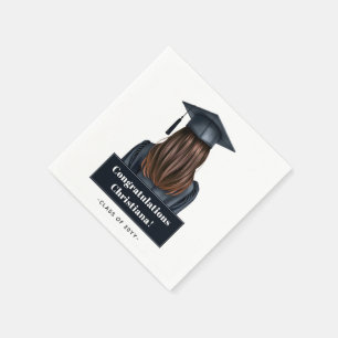 Personalized Modern Graduation Female Graduate Napkin