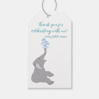 Personalized Modern Grey Elephant Favor Tag