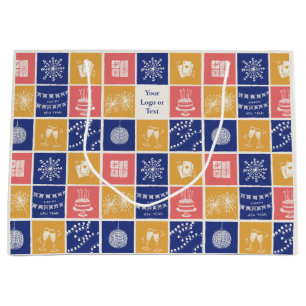 Personalized Modern Hand-Drawn Colorful New Year Large Gift Bag