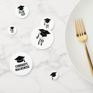 Personalized Modern Hat and Tassel Graduation Confetti