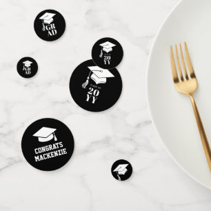 Personalized Modern Hat and Tassel Graduation Confetti