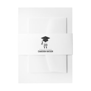 Personalized Modern Hat and Tassel Graduation Invitation Belly Band