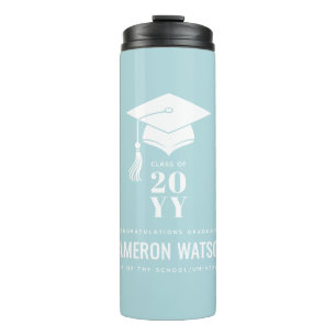Personalized Modern Hat and Tassel Graduation Thermal Tumbler