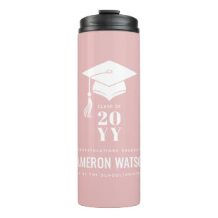 Personalized Modern Hat and Tassel Graduation Thermal Tumbler