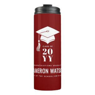 Personalized Modern Hat and Tassel Graduation Thermal Tumbler