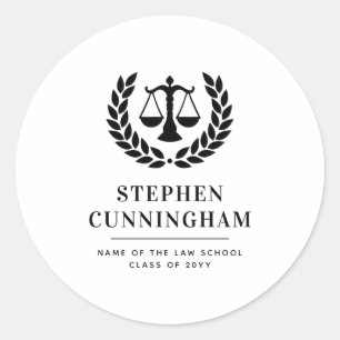 Personalized Modern Law School Graduation Classic Round Sticker