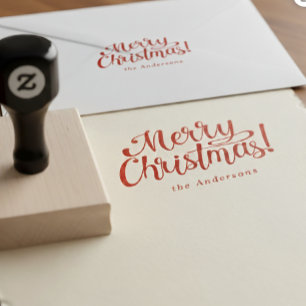 Personalized Modern Merry Christmas Family Stamp