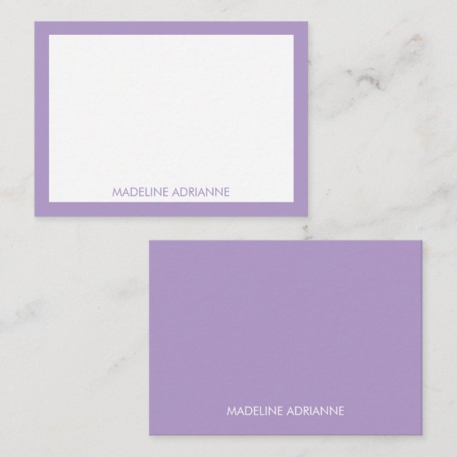 Personalized Modern Minimal Lavender Name  Card (Front/Back)