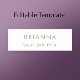 Personalized modern minimalist sage green beauty name tag
