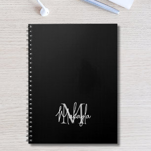 Personalized Modern Monogram Black Notebook