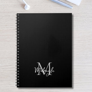 Personalized Modern Monogram Black Notebook
