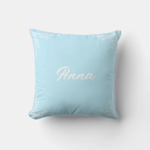 Personalized Modern Pastel Blue Typography Name Cushion