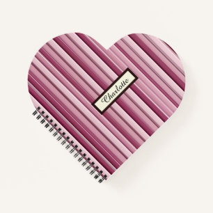 Personalized Modern Pink Mauve Vertical Stripes  Notebook