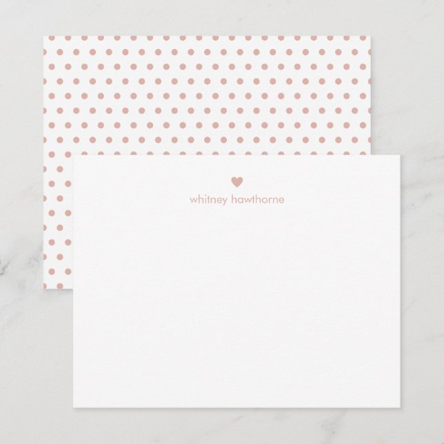 Personalized Modern Pink Polka Dots & Heart Card (Front/Back)