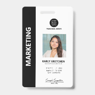Personalized Modern Professional Employee ID Black Badge
