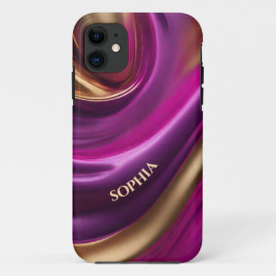 Personalized Modern-Purple Pink and Gold- iPhone 11 Case