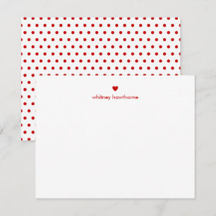 Personalized Modern Red Polka Dots & Heart Card
