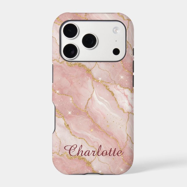 Personalized Modern Rose Quartz Marble Gold (Back)
