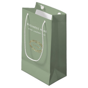 Personalized Modern Sage Green Business Logo Small Gift Bag