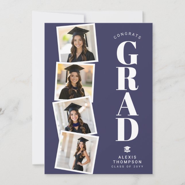 Personalized Modern School College Graduation  Card (Front)