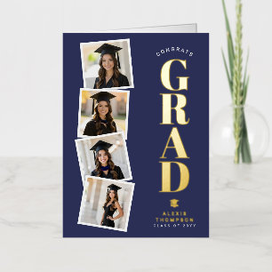 Personalized Modern School College Graduation  Foil Greeting Card