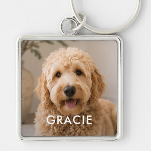Personalized Modern Simple Pet Photo Key Ring
