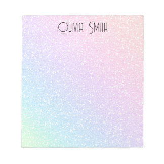 Personalized Modern Sweet Rainbow Glitter Notepad