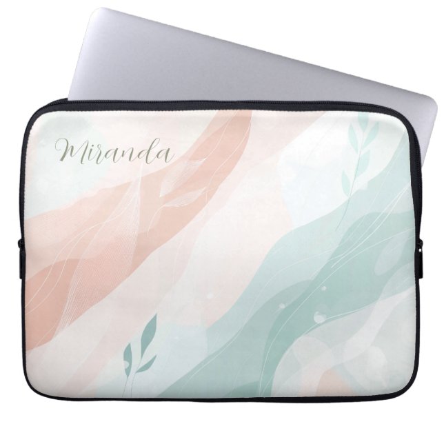 Personalized Modern Tranquil Earthy Tones Abstract Laptop Sleeve (Front)