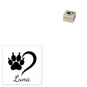 Personalized Modern Trendy Dog Pet Paw Print Cute  Rubber Stamp