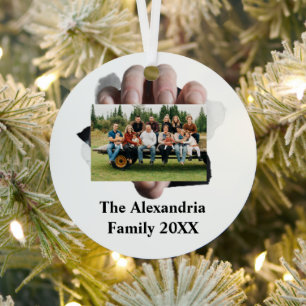 Personalized Modern vintage family photo template Metal Tree Decoration