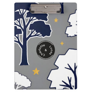 Personalized Modern Woodland Tree and Star Clipboard