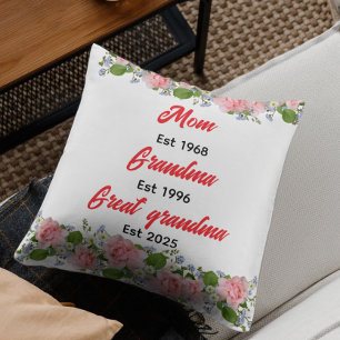 Personalized mom,grandma, great grandma est year cushion