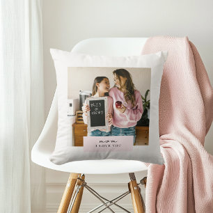 Personalized Mom I Love You Photo Pink Cushion