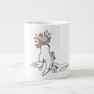 Personalized Mom & Kids Hands Large Coffee Mug